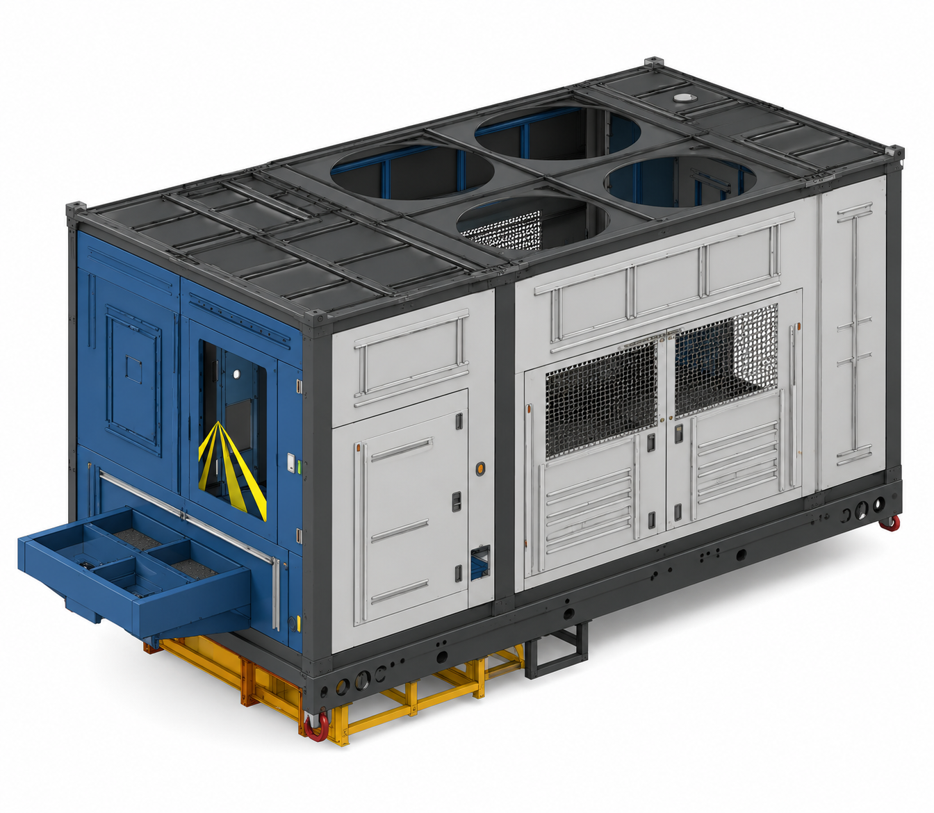 120 TR ACU shelter assembly — panelled enclosure